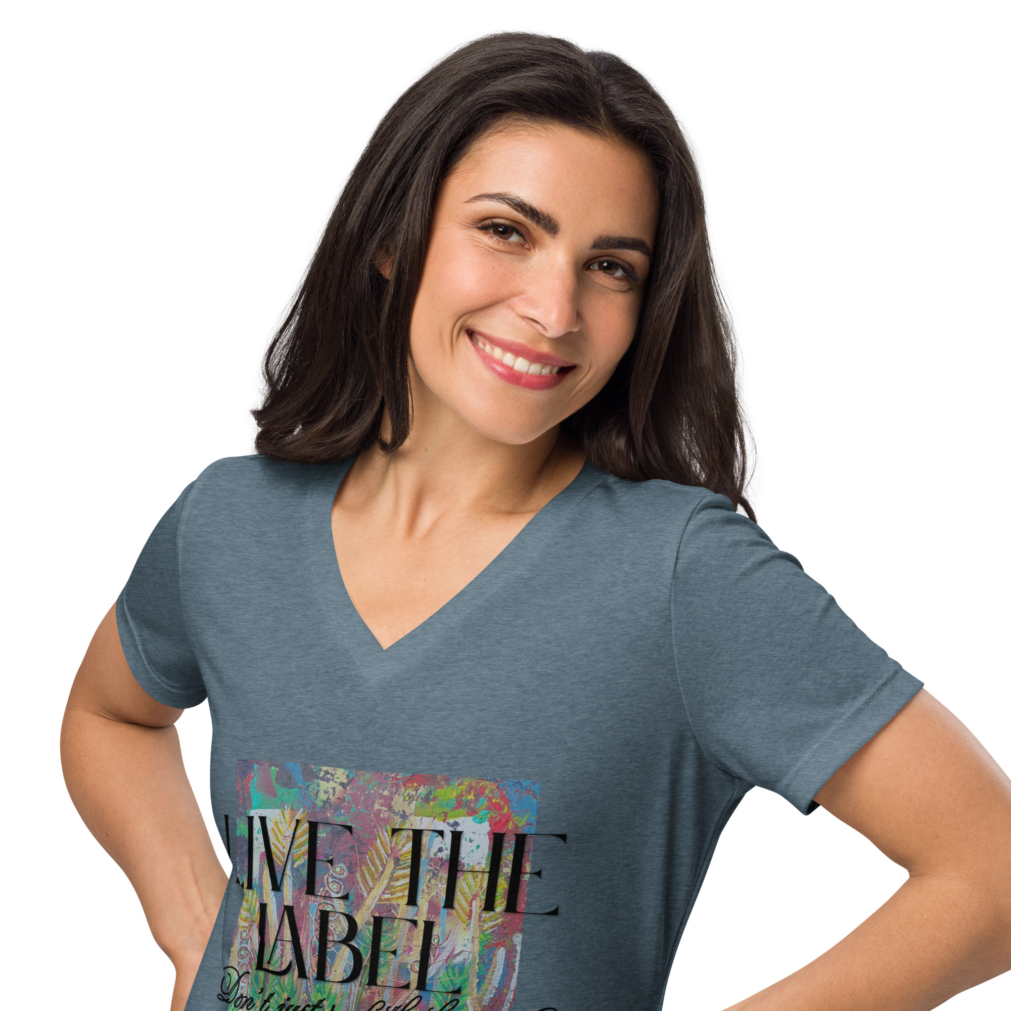 Live the Label Don’t just rock the brand Women’s relaxed v-neck t-shirt - Image 2